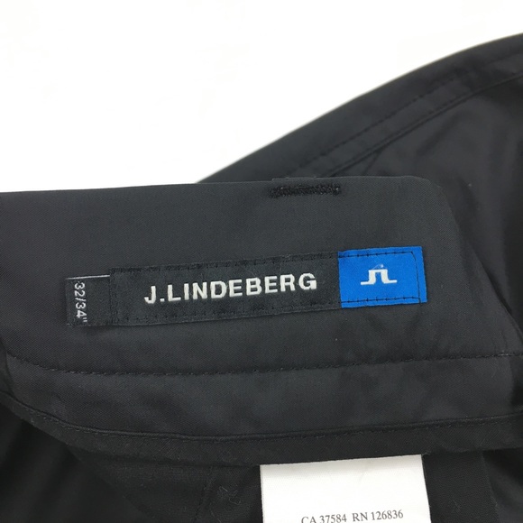 Men's J. Lindeberg Black Flat Front Golf Pants. - Picture 4 of 6